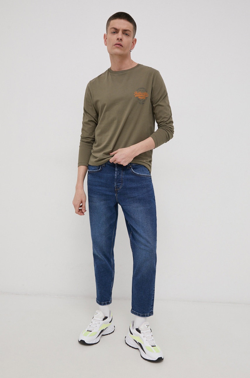 

Хлопковый лонгслив Produkt by Jack & Jones цвет со стойкой гладкий