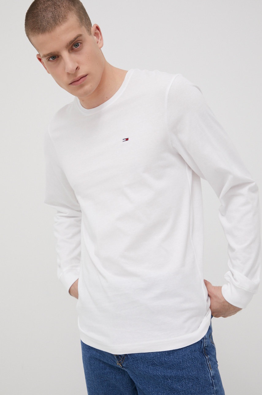 

Памучна блуза с дълги ръкави Tommy Jeans в черно с изчистен дизайн, Черен