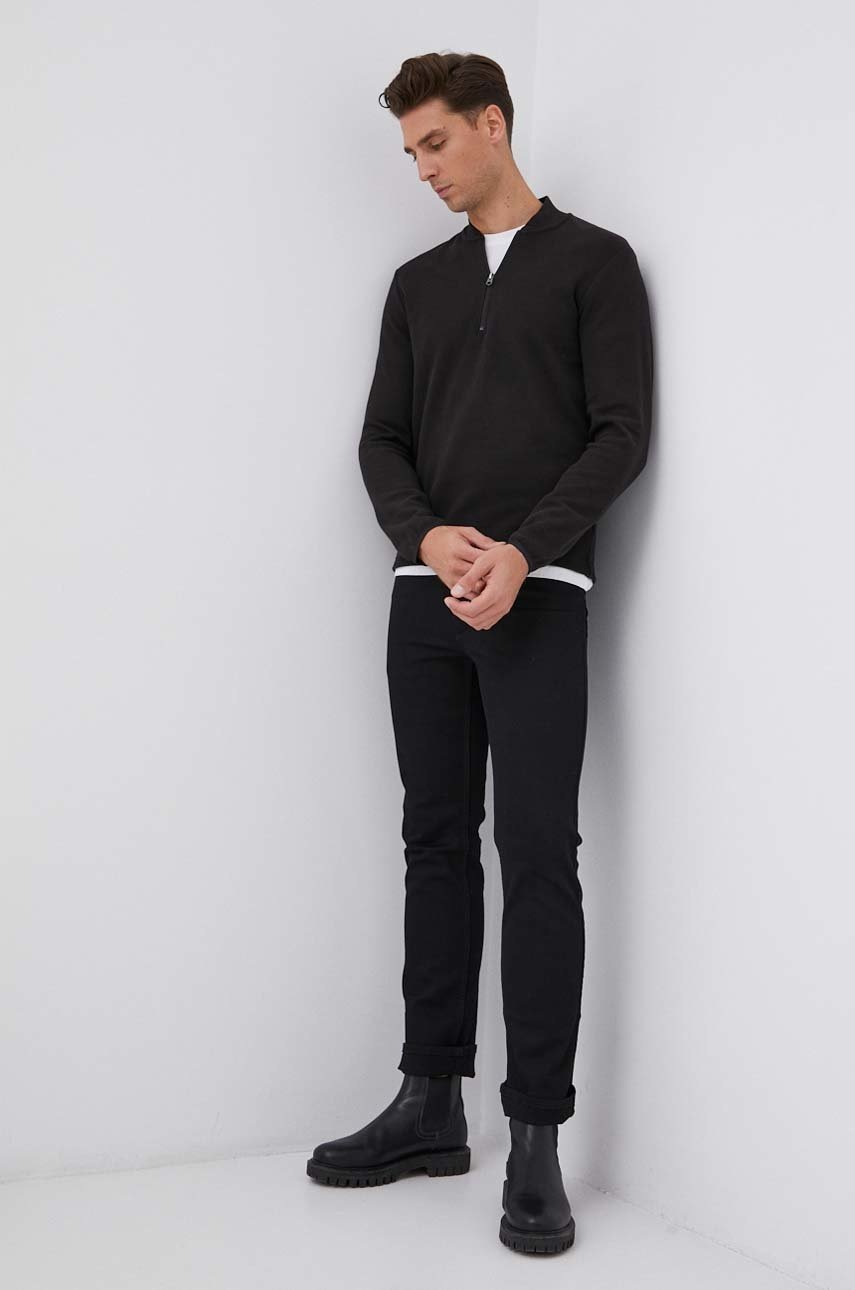 

Бавовняний лонгслів G-Star Raw колір чорний гладкий