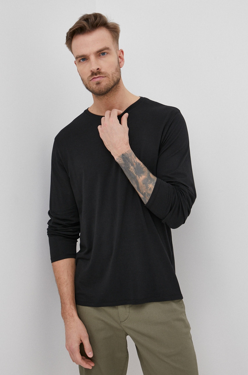 Resteröds longsleeve barbati, culoarea negru, neted