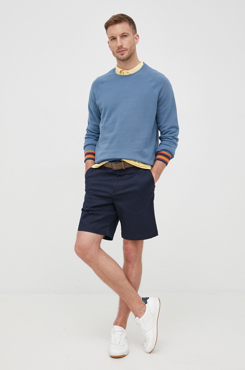 

Памучен суичър Paul Smith с изчистен дизайн, Син