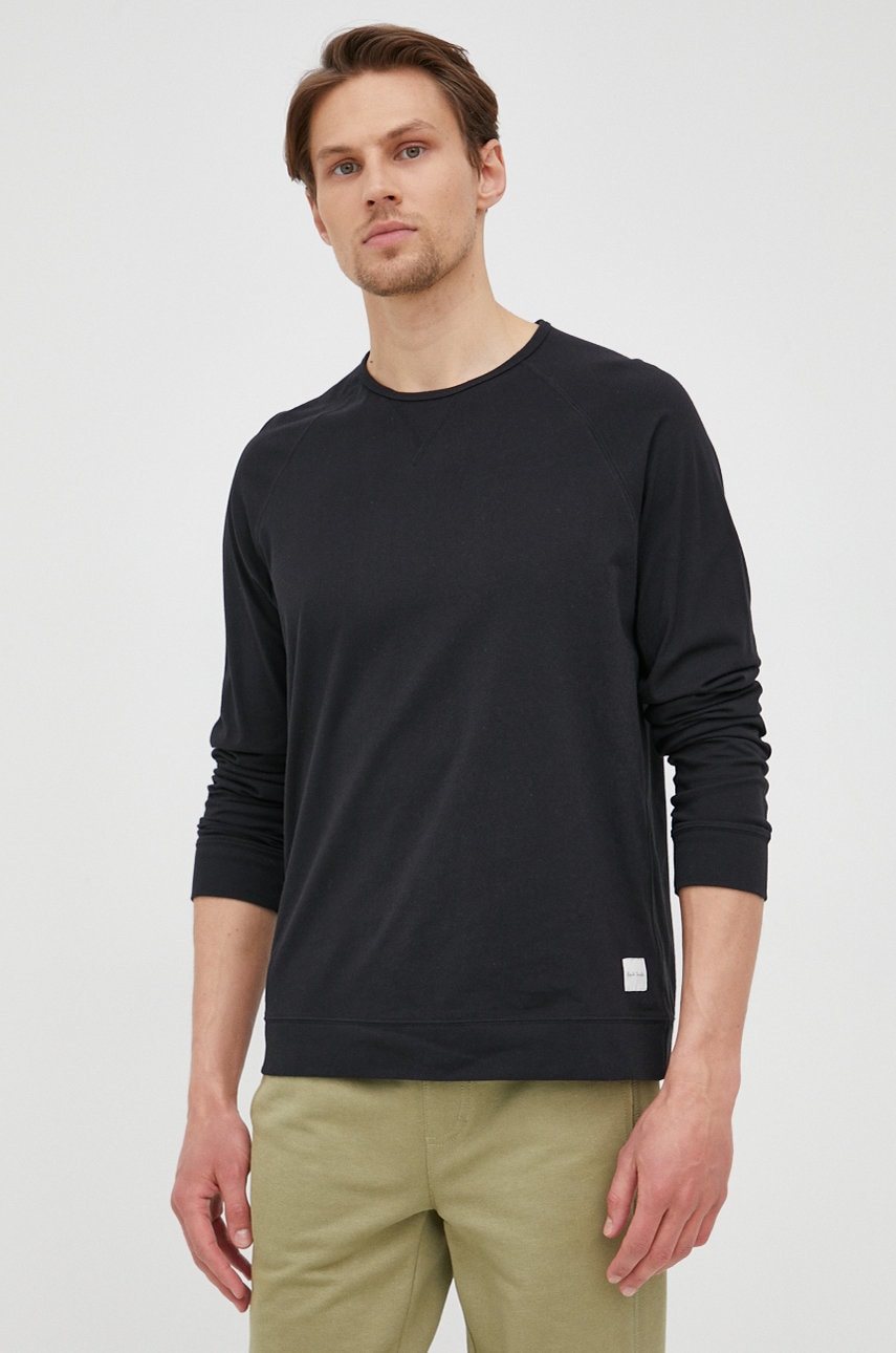 Paul smith longsleeve din bumbac culoarea negru, neted