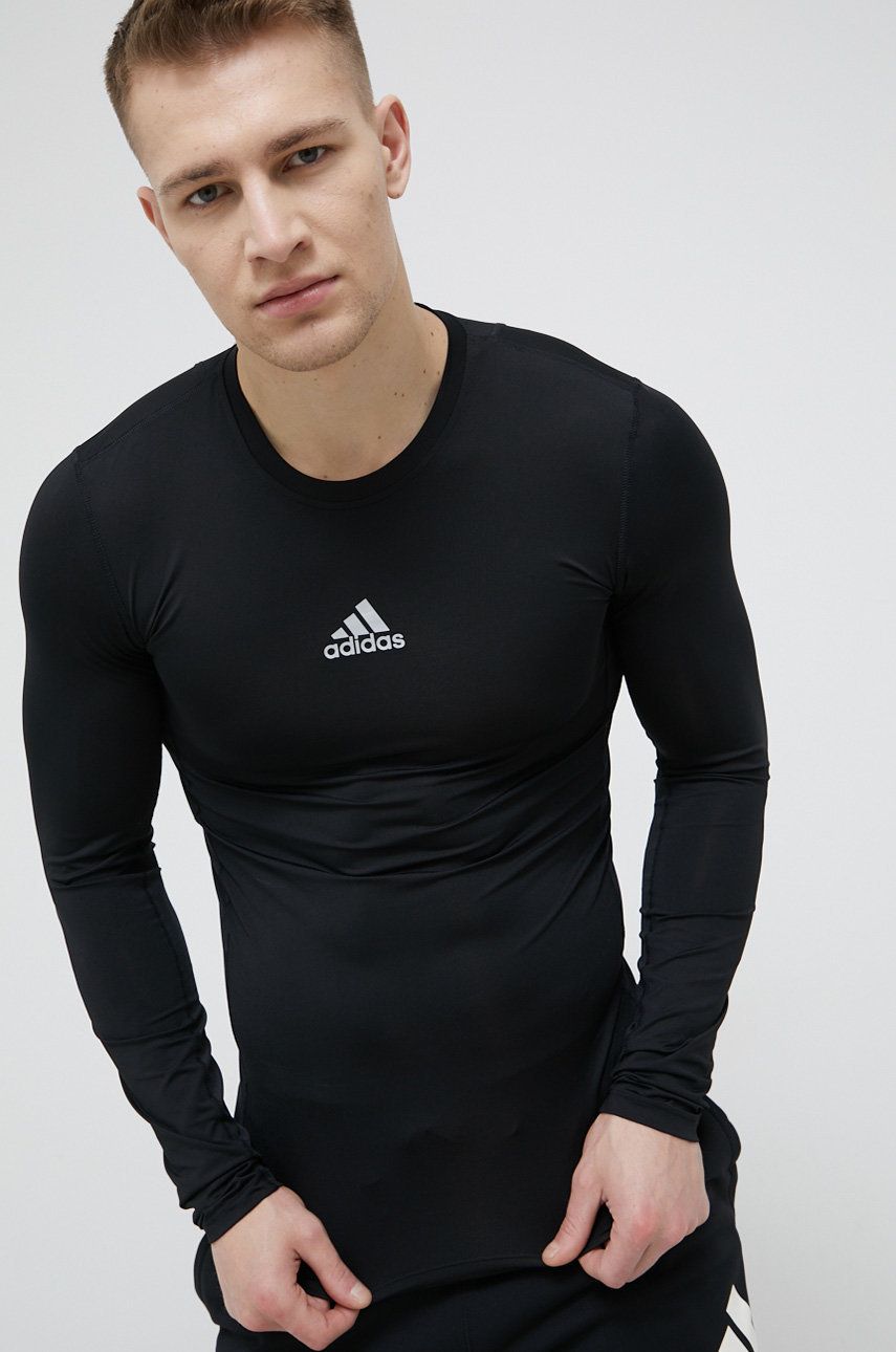 Adidas Performance Longsleeve bărbați, culoarea negru, material neted