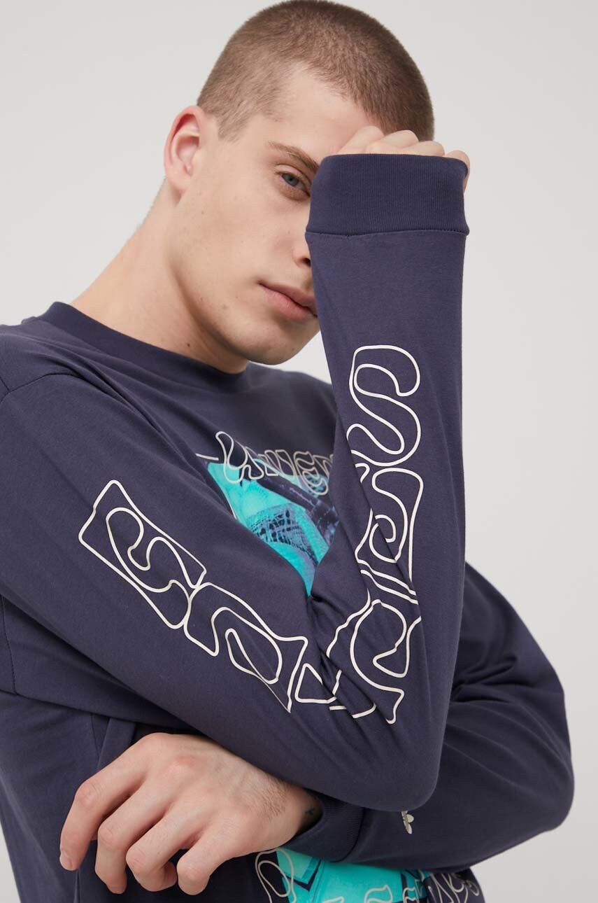 Adidas originals longsleeve din bumbac hc2125 culoarea albastru marin, cu imprimeu