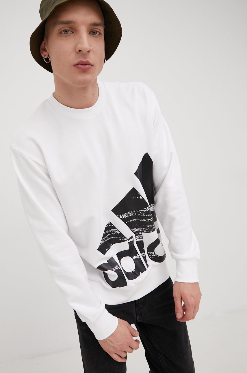 

Кофта adidas мужская цвет белый с принтом