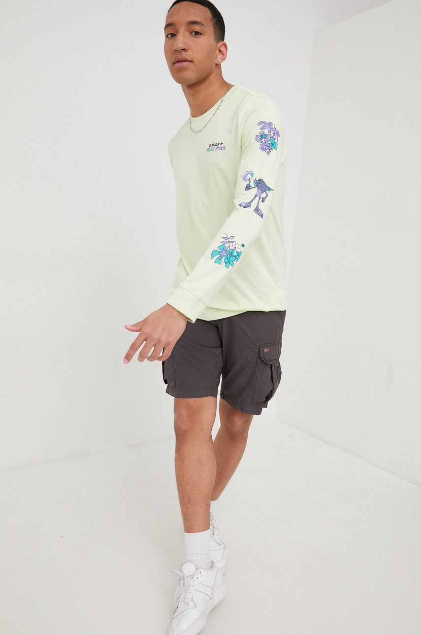Adidas originals longsleeve din bumbac hf4869 culoarea verde, cu imprimeu