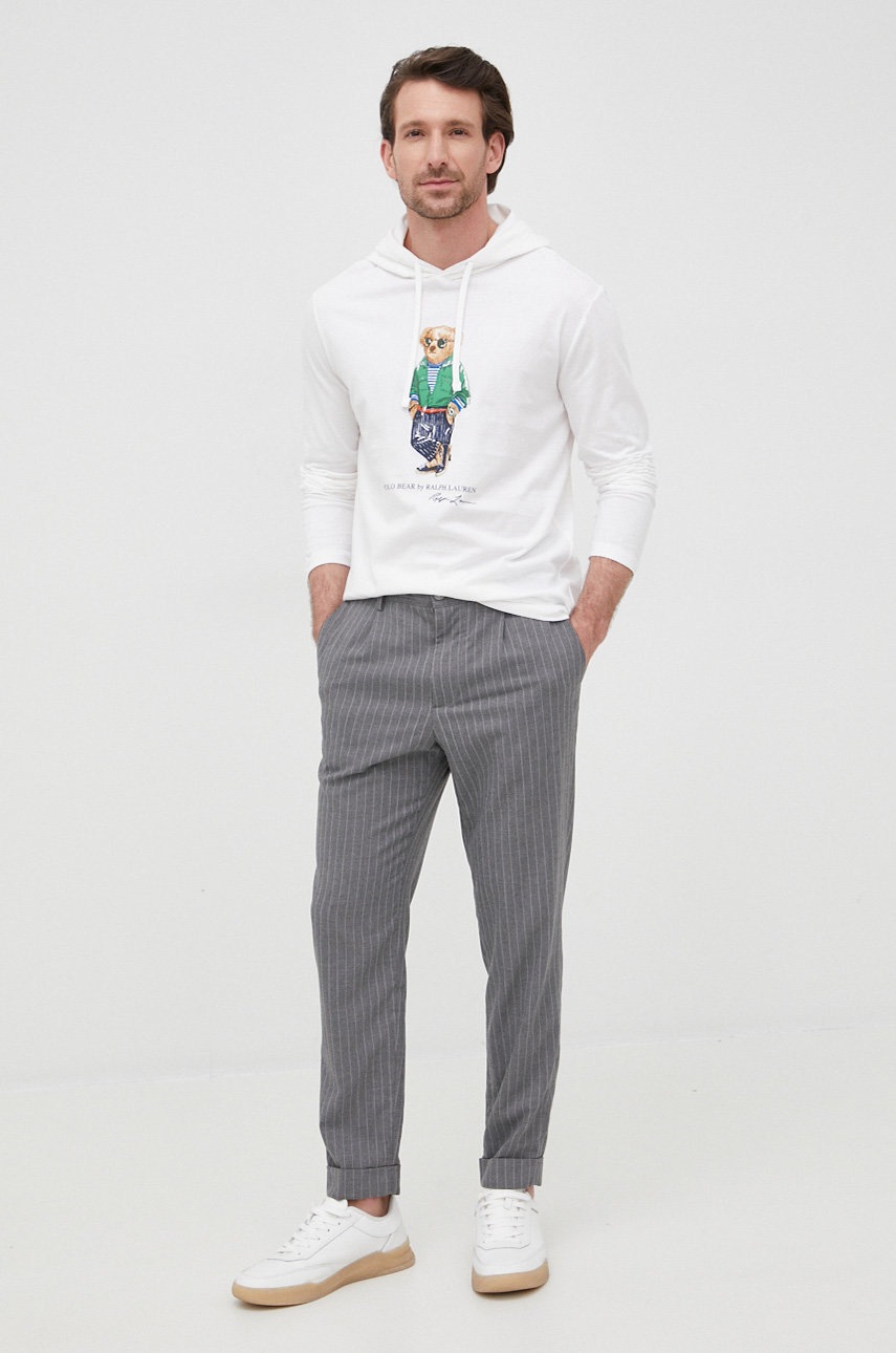 

Хлопковый лонгслив Polo Ralph Lauren цвет белый с принтом