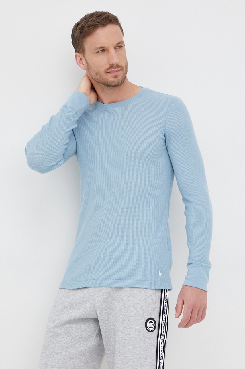

Блуза с дълги ръкави Polo Ralph Lauren мъжки с изчистен дизайн, Син