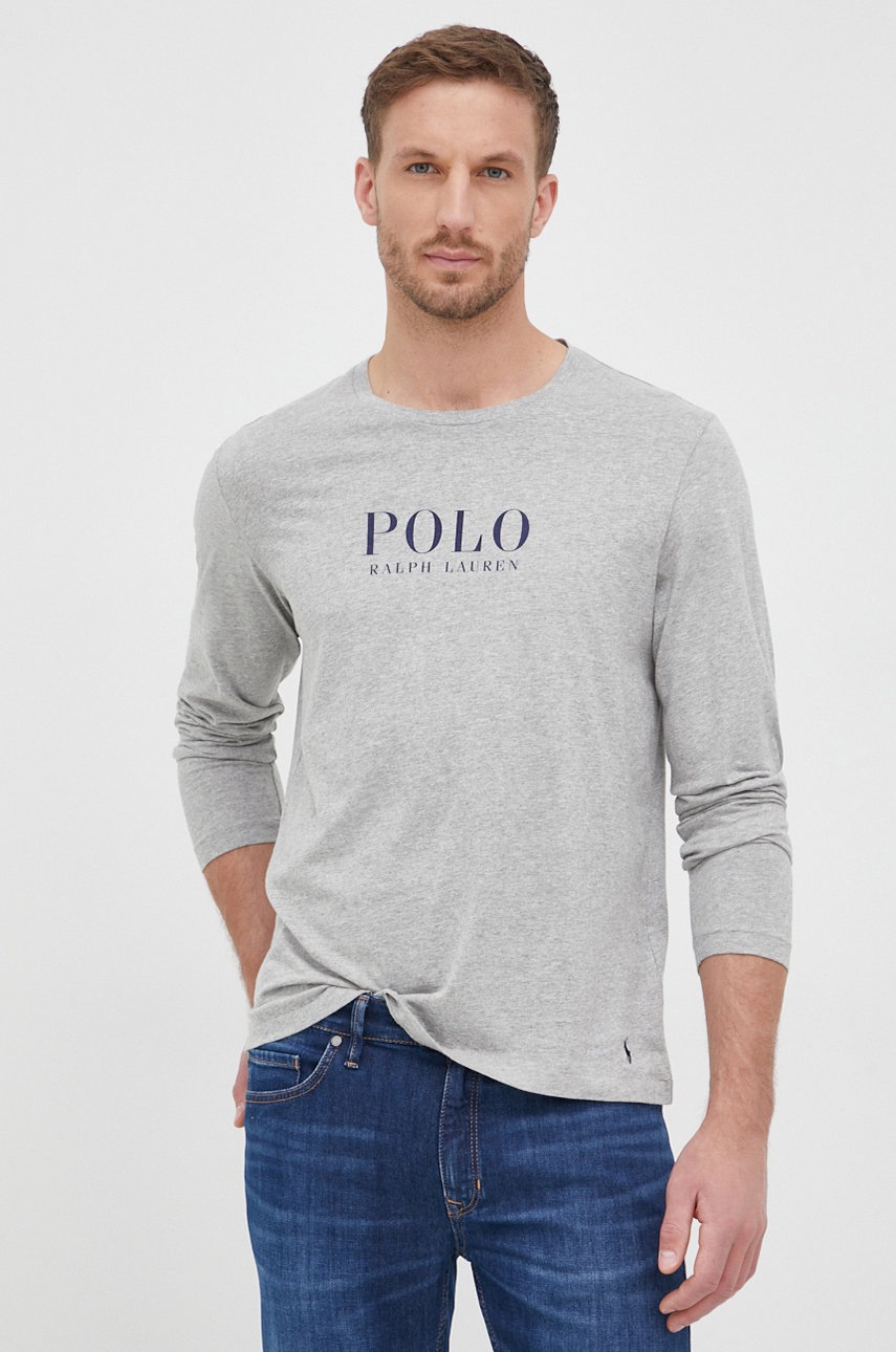 

Хлопковый лонгслив Polo Ralph Lauren цвет серый меланж