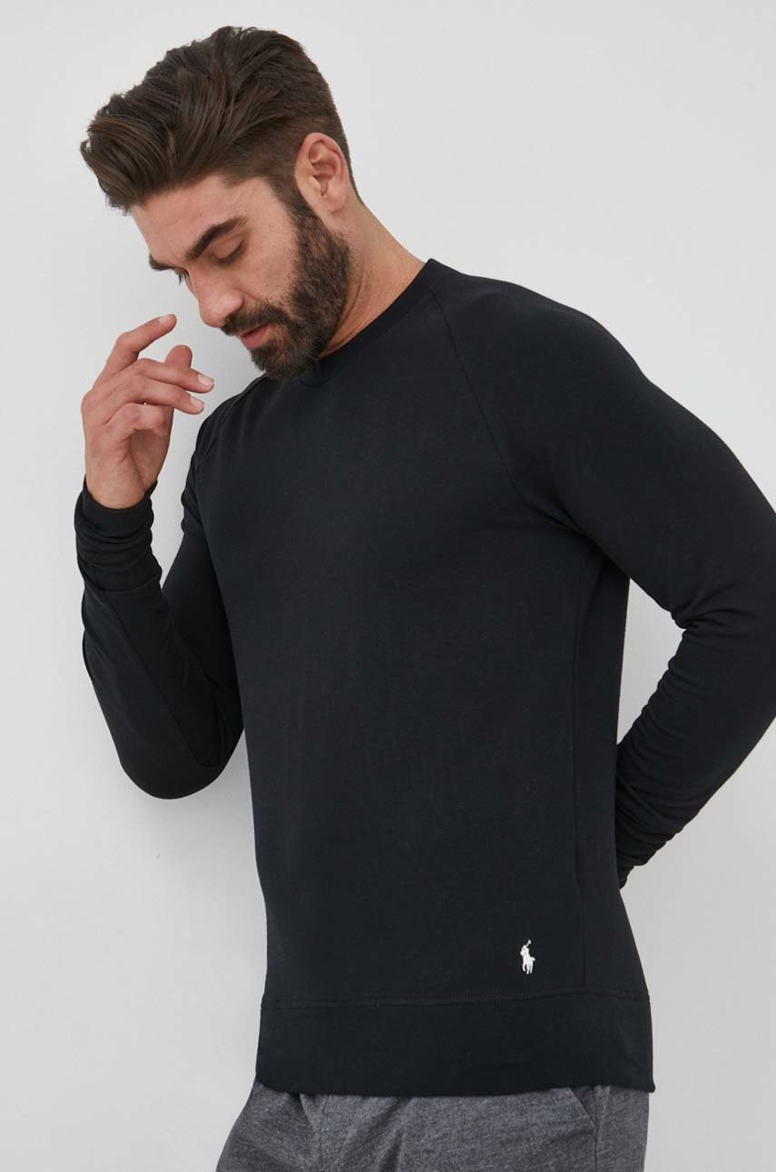 

Блуза с дълги ръкави Polo Ralph Lauren мъжки в черно с изчистен дизайн, Черен