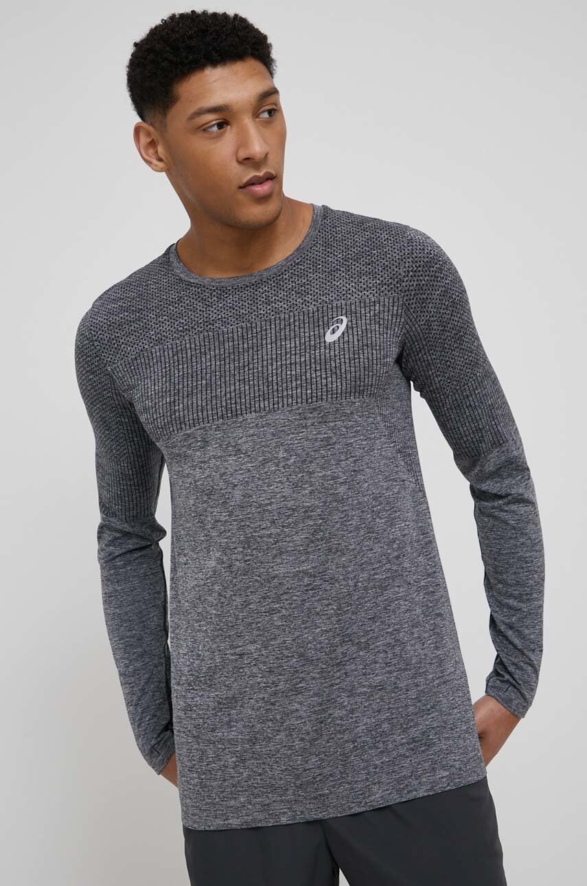 Asics longsleeve pentru alergare culoarea gri, modelator