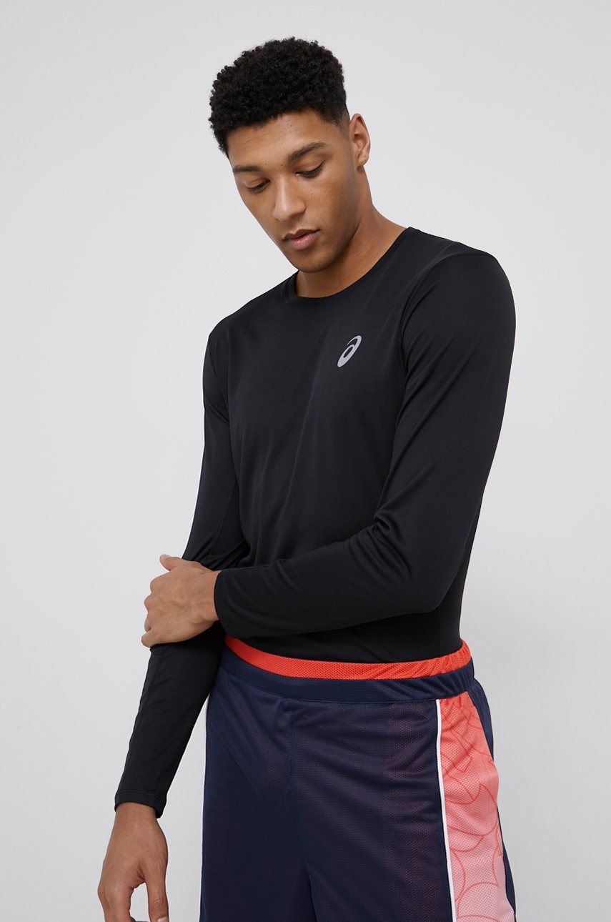 Asics Longsleeve Pentru Alergare Culoarea Negru, Neted