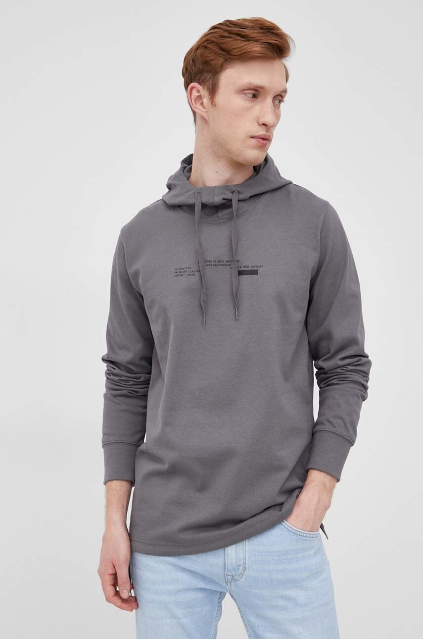 

Хлопковая кофта G-Star Raw мужская цвет серый с принтом