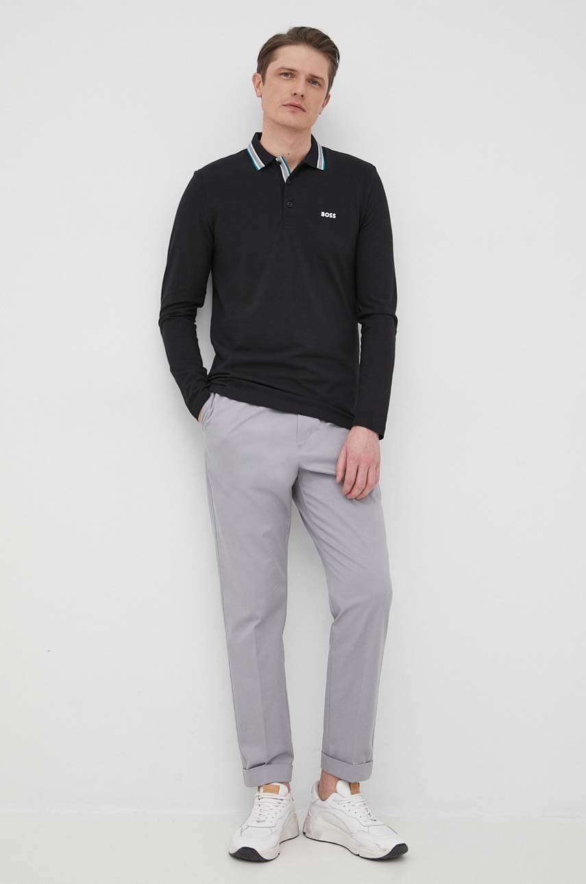 

Хлопковый лонгслив BOSS Boss Athleisure цвет чёрный однотонный