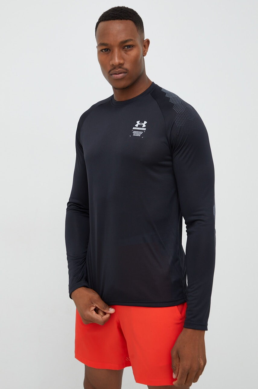

Лонгслів для тренувань Under Armour Armourprint 1370414 колір чорний з принтом
