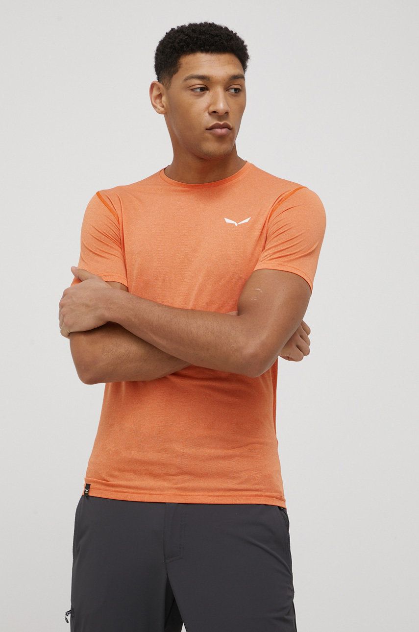 Salewa t-shirt sportowy Pedroc kolor pomarańczowy gładki