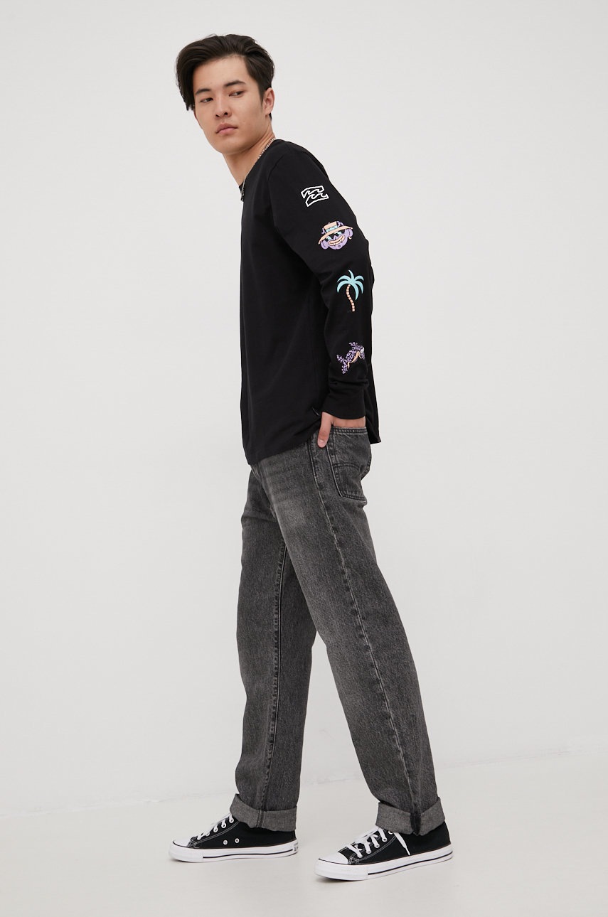

Хлопковый лонгслив Billabong Billabong X Boku цвет чёрный с принтом