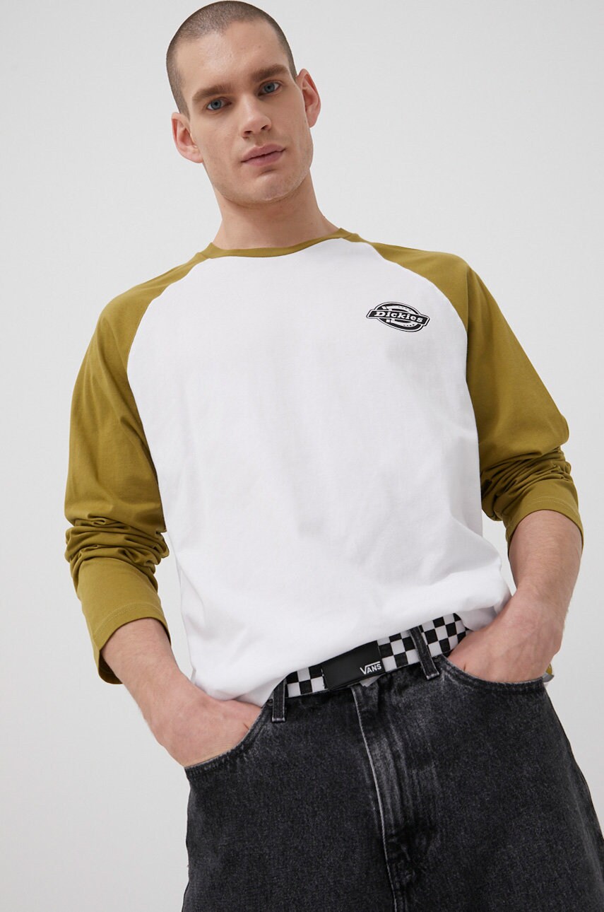 

Памучна блуза с дълги ръкави Dickies в зелено с принт, Зелен