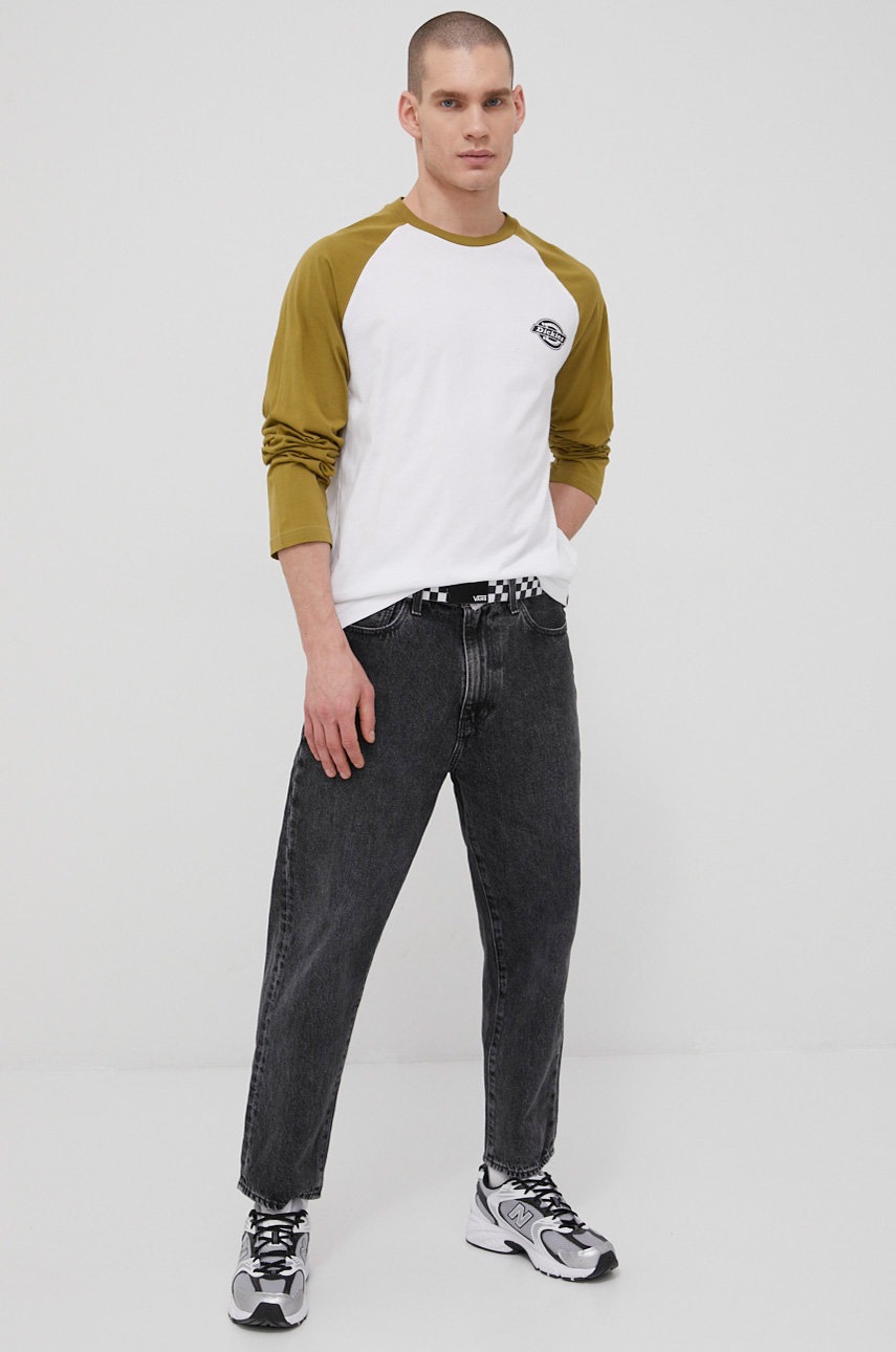 

Бавовняний лонгслів Dickies колір зелений з принтом