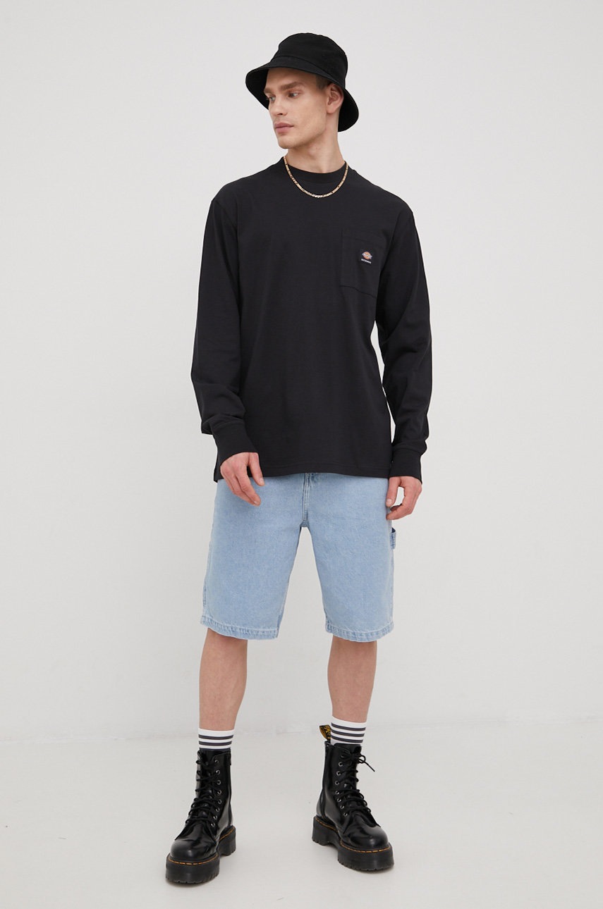 

Хлопковый лонгслив Dickies цвет чёрный однотонный