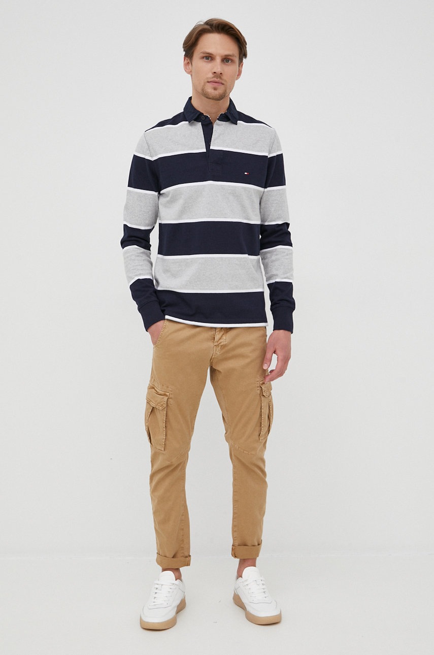 

Хлопковый лонгслив Tommy Hilfiger цвет синий узорный