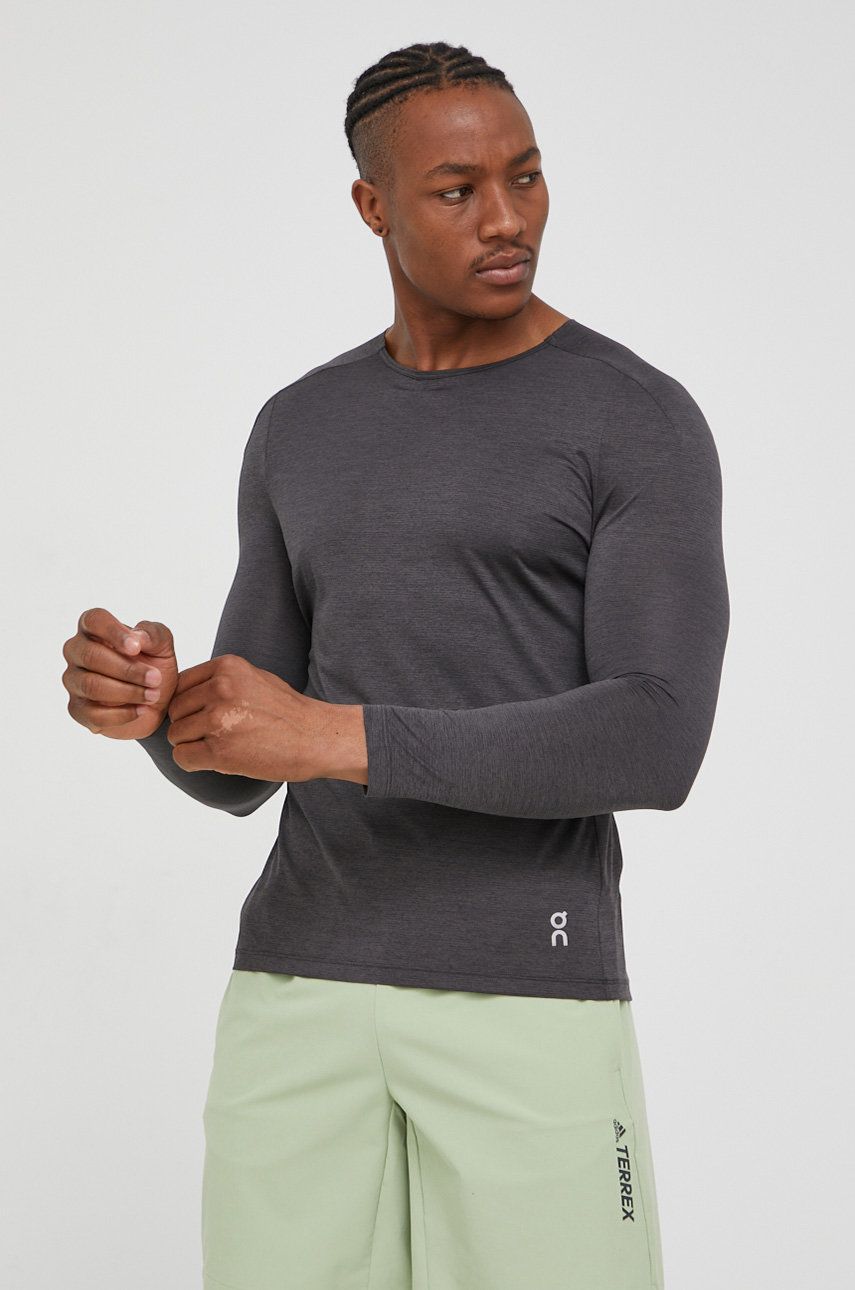 Běžecké triko s dlouhým rukávem On-running šedá barva - šedá -  100% Polyester