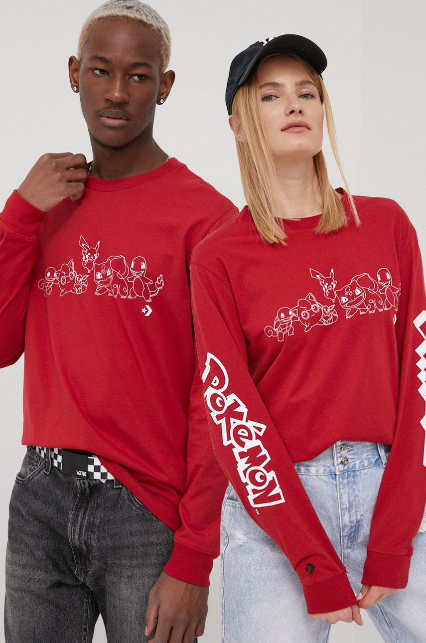 Converse longsleeve din bumbac X Pokemon culoarea rosu, cu imprimeu