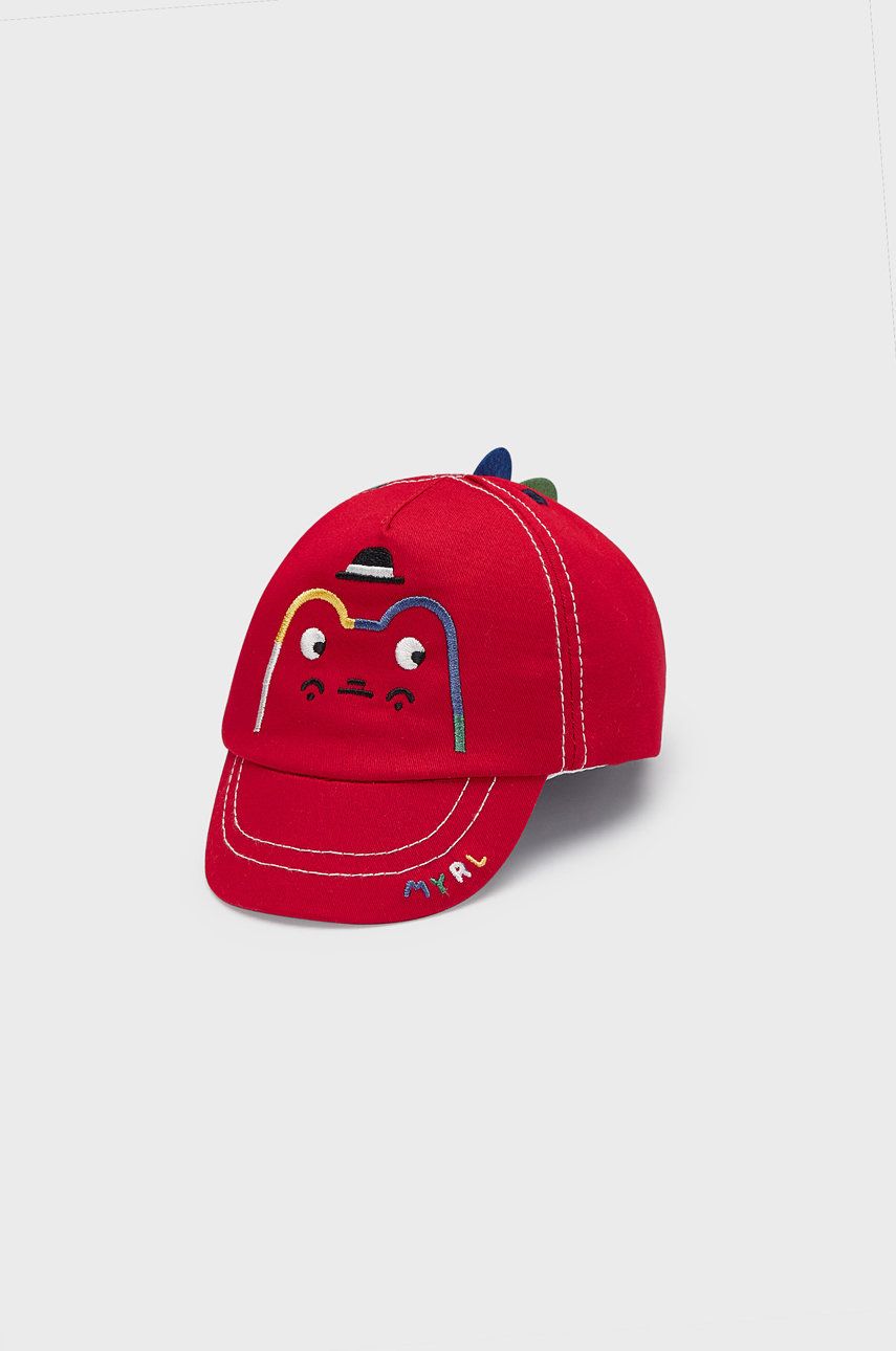 Levně Kojenecká čepice Mayoral Newborn červená barva, s potiskem