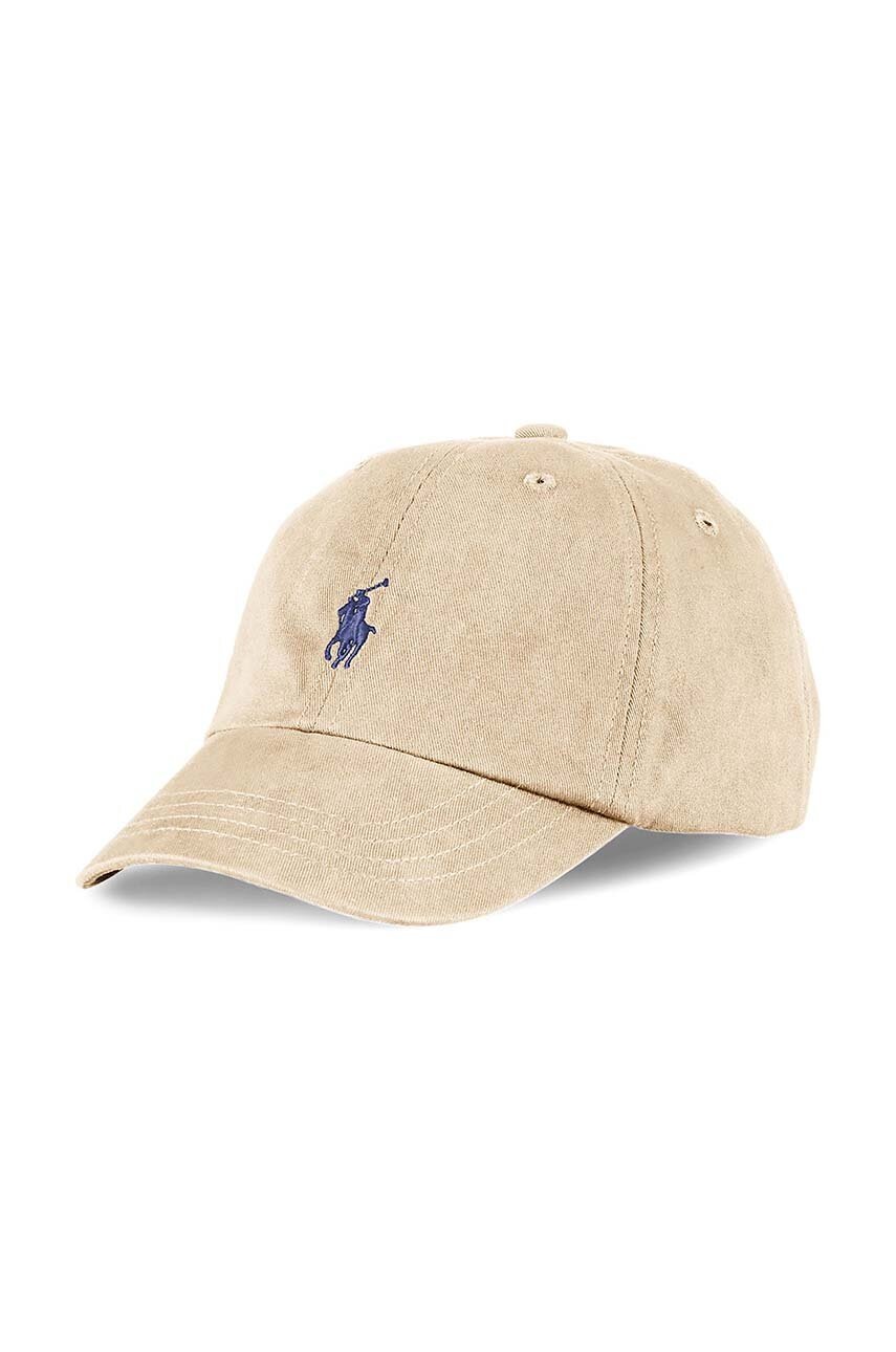 

Детска памучна шапка Polo Ralph Lauren в бежово с изчистен дизайн, Бежов