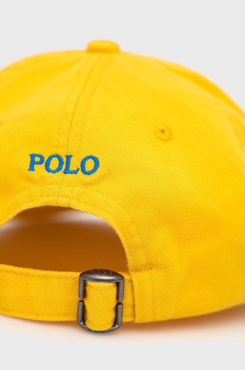 

Дитяча Бавовняна кепка Polo Ralph Lauren колір жовтий однотонна