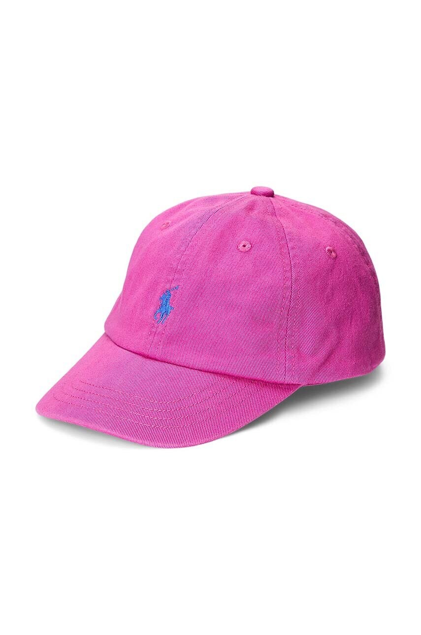 

Дитяча бавовняна кепка Polo Ralph Lauren колір рожевий однотонна