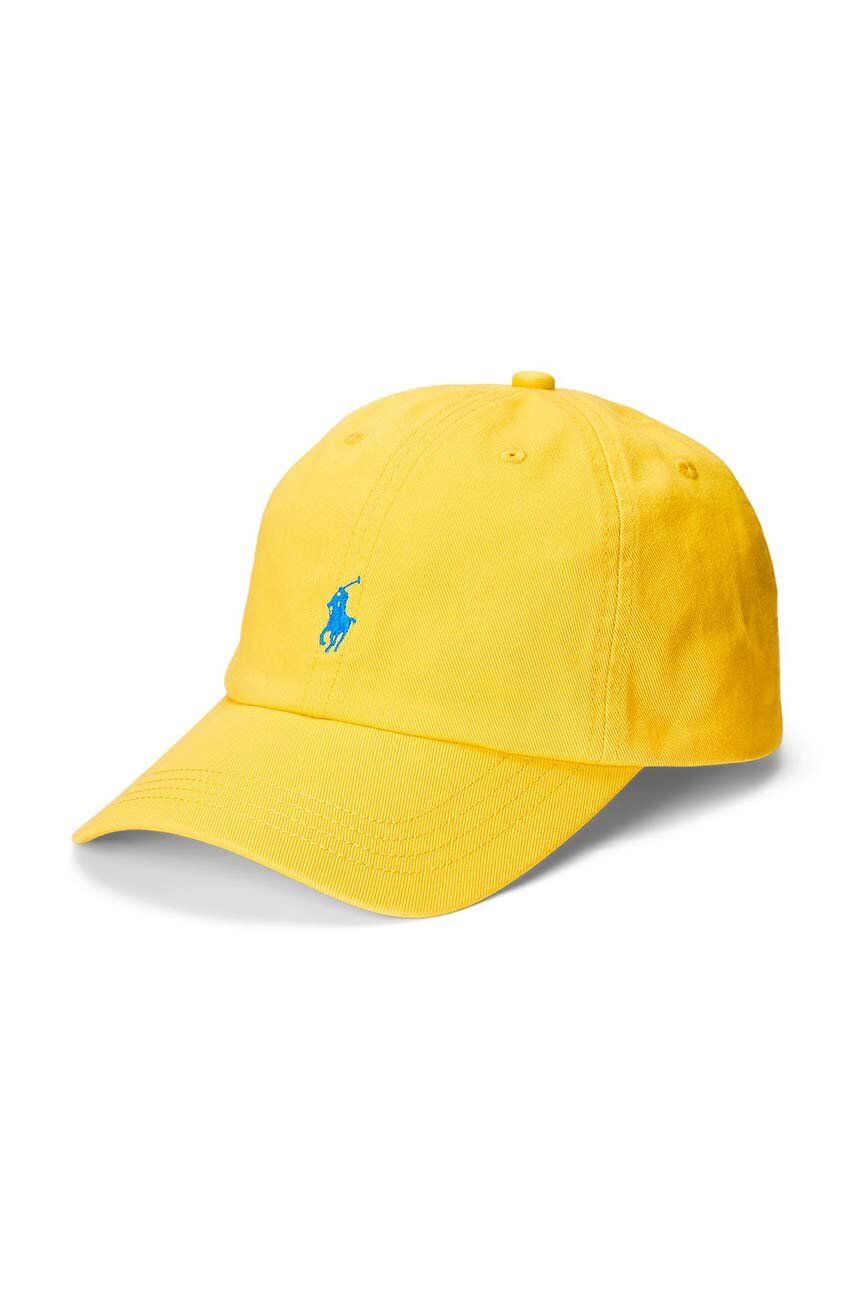 Levně Dětská bavlněná čepice Polo Ralph Lauren žlutá barva, hladká