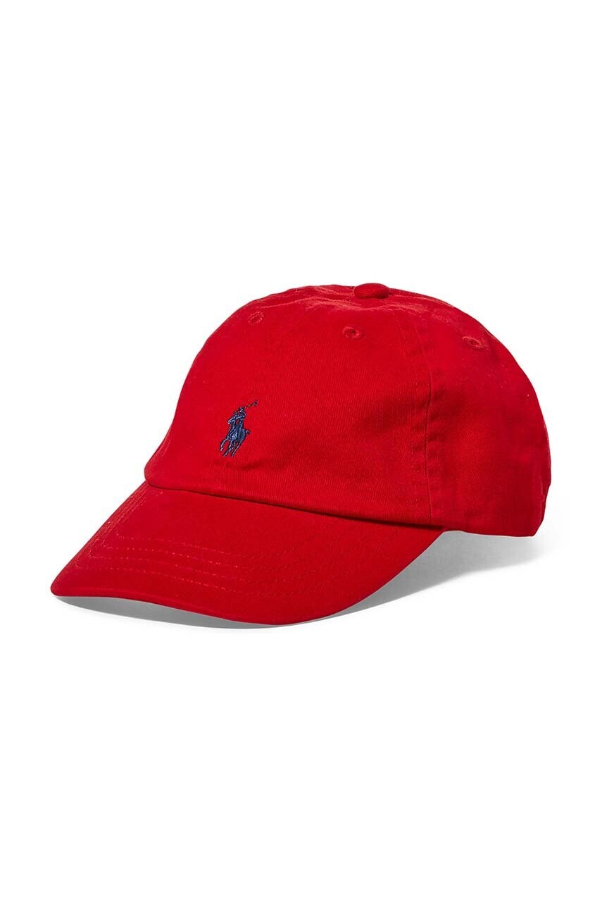 

Дитяча Бавовняна кепка Polo Ralph Lauren колір червоний однотонна