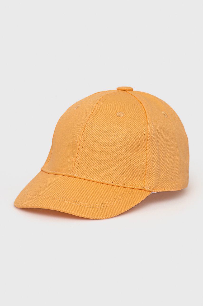 Bavlněná čepice Name it oranžová barva, hladká - oranžová -  100% Bavlna