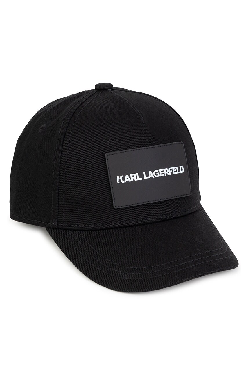 

Детская хлопковая кепка Karl Lagerfeld цвет чёрный с аппликацией