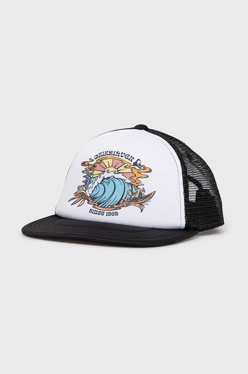 Quiksilver caciula culoarea alb, cu imprimeu