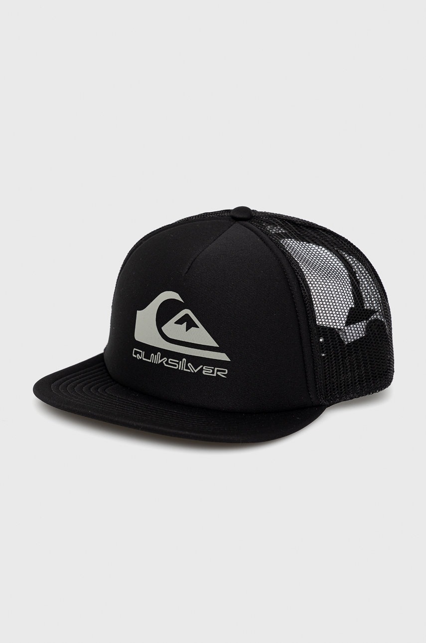 

Детска шапка Quiksilver в черно с принт, Черен
