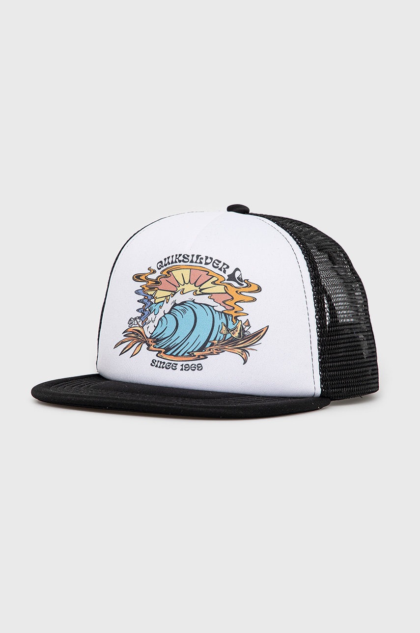 

Шапка Quiksilver в бяло с принт, Бял