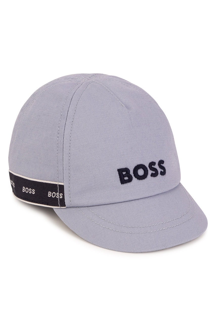 

Детска памучна шапка Boss с апликация, Син