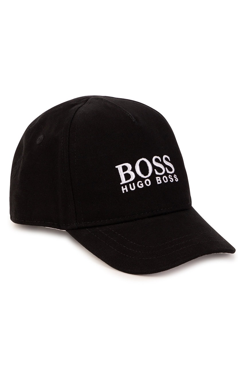 

Детска шапка Boss в черно с апликация, Черен