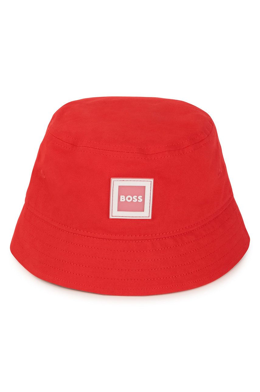 BOSS kapelusz dziecięcy kolor czerwony bawełniany