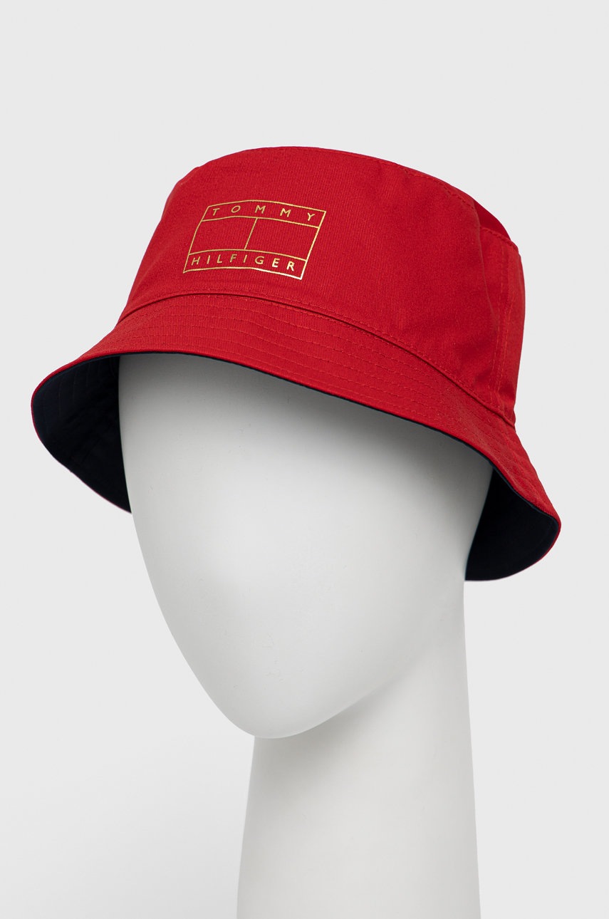 

Двосторонній бавовняний капелюх Tommy Hilfiger колір червоний з бавовни