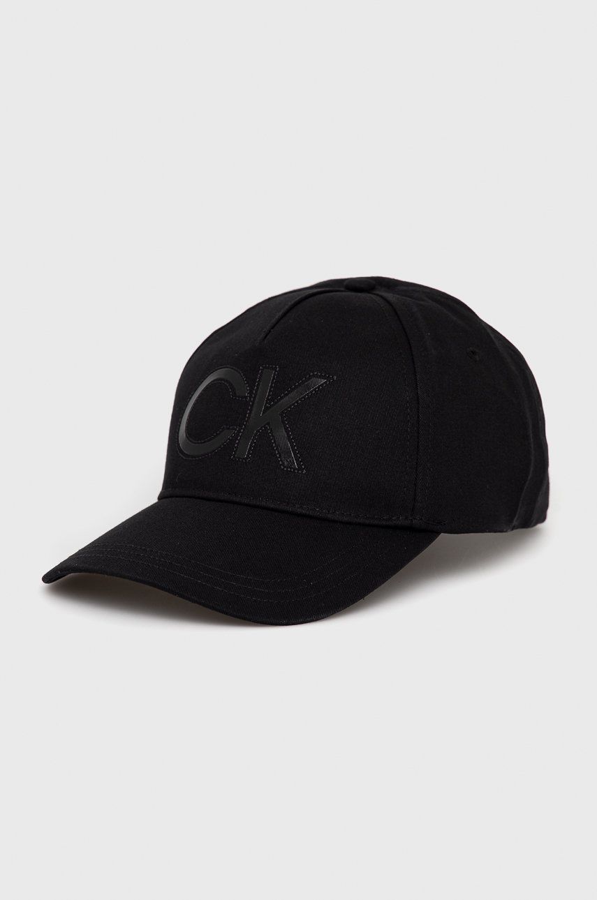 Calvin Klein czapka kolor czarny z nadrukiem