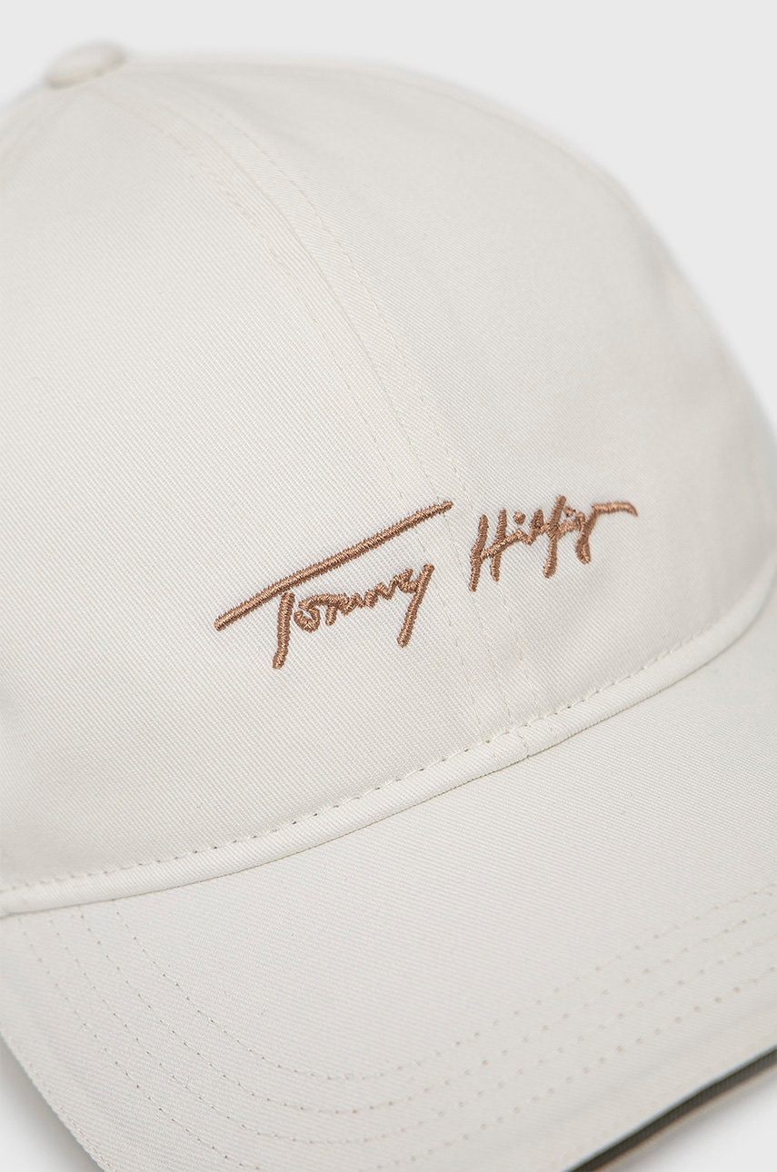 

Бавовняна кепка Tommy Hilfiger Iconic колір бежевий з аплікацією