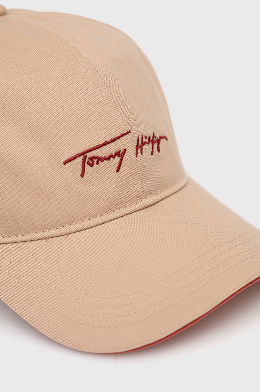 

Хлопковая кепка Tommy Hilfiger Iconic цвет бежевый с аппликацией