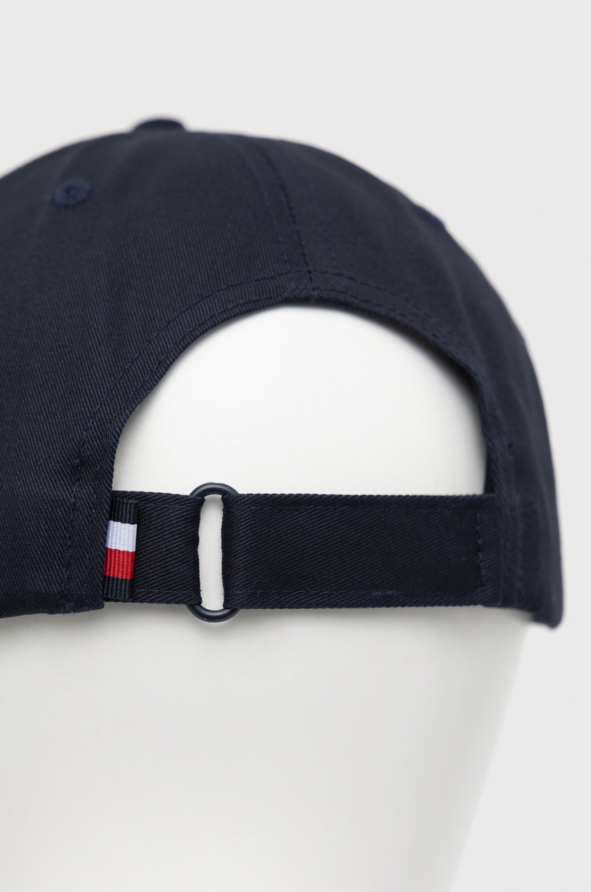

Хлопковая кепка Tommy Hilfiger цвет синий однотонная