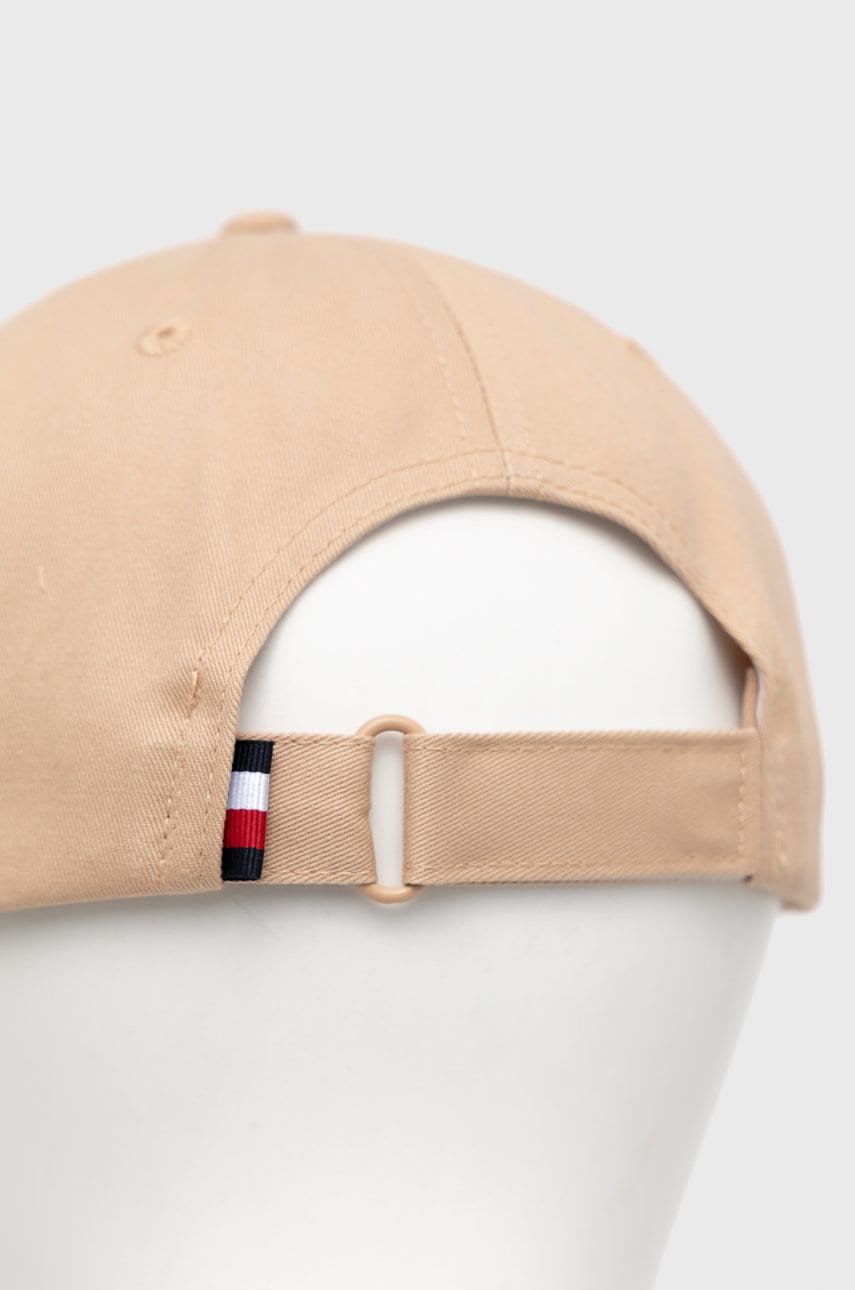 

Хлопковая кепка Tommy Hilfiger цвет бежевый однотонная