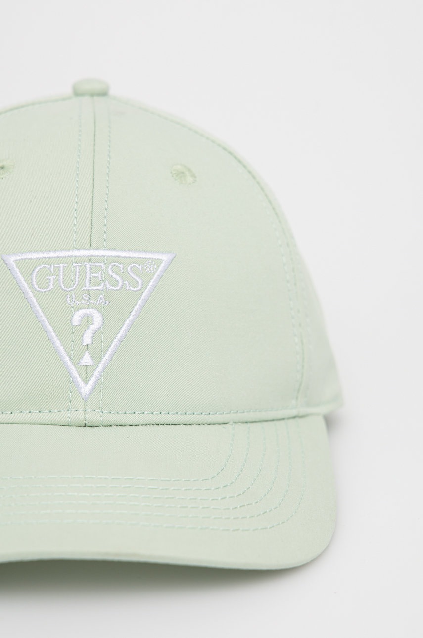 

Бавовняна кепка Guess колір зелений однотонна