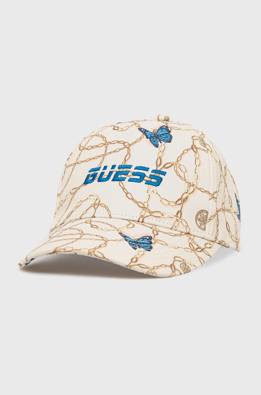 

Шапка Guess в бежово с апликация, Бежов