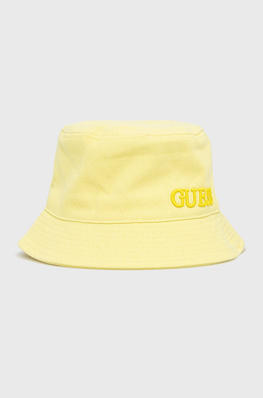 

Шляпа из хлопка Guess цвет жёлтый хлопковый